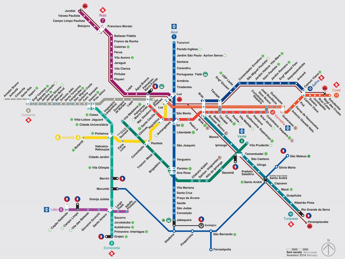 Mapa stacji metra w São Paulo